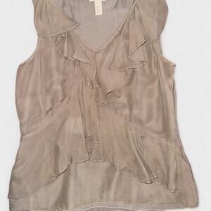 Taupe gray sleeveless silk blouse